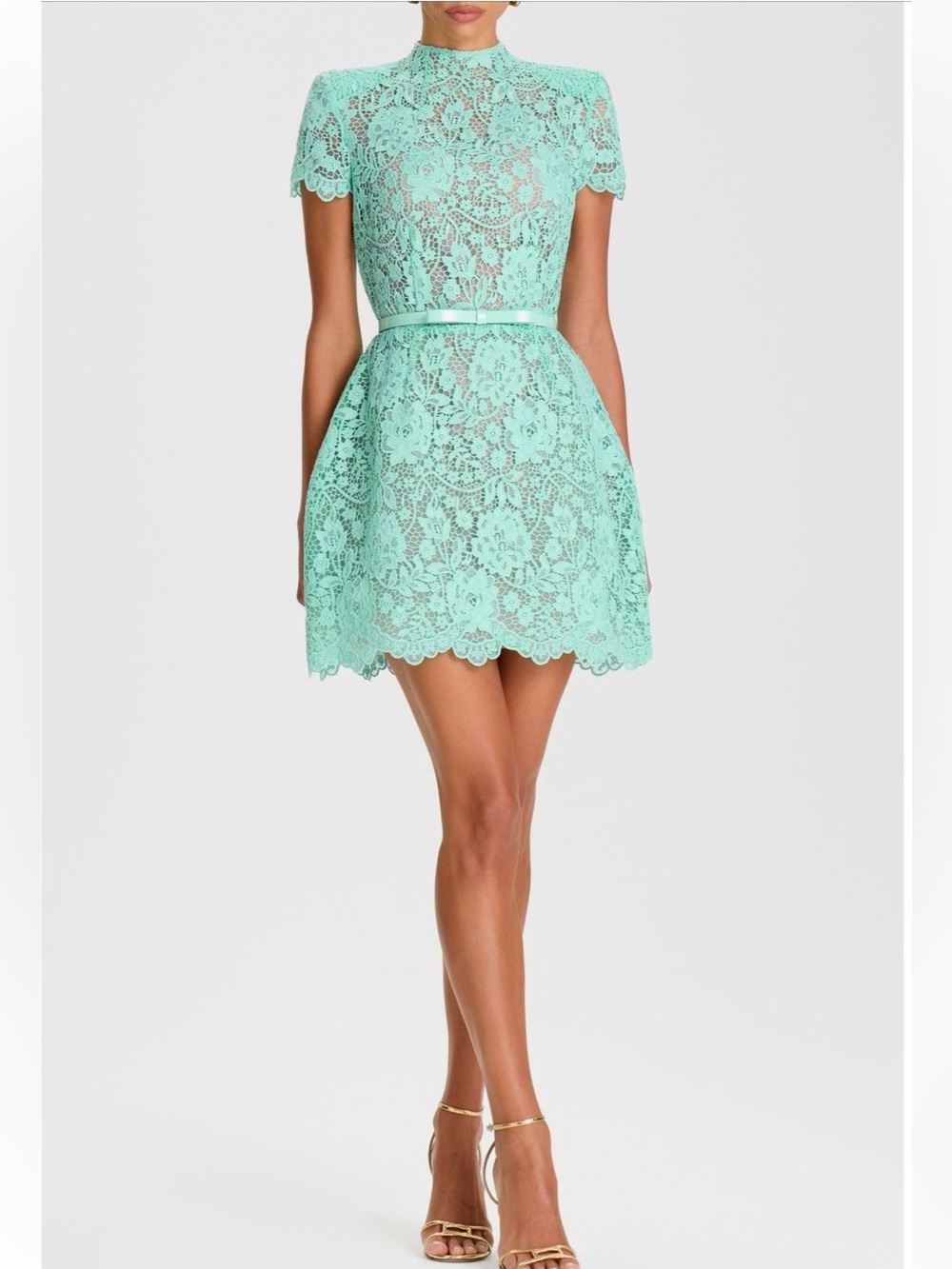 Nadine Merabi Milly Mint Lace Minidress